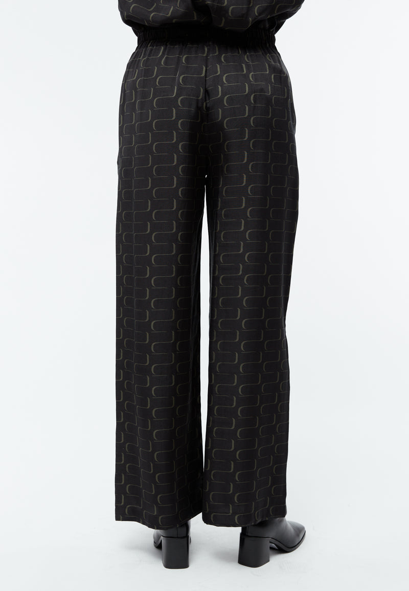 Givn Berlin Weite Hose GBMARLA aus TENCEL™ mit Peach-Effekt Trousers Black / Dark Khaki (Waves)