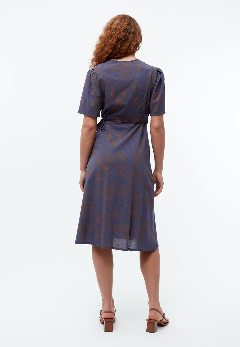 Givn Berlin Wickelkleid GBBABETTE aus Bio-Baumwoll Crepe Dress Nightshade Blue (Outlines)