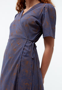 Givn Berlin Wickelkleid GBBABETTE aus Bio-Baumwoll Crepe Dress Nightshade Blue (Outlines)