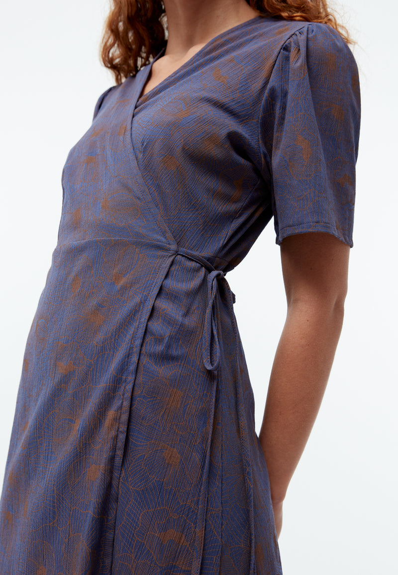Givn Berlin Wickelkleid GBBABETTE aus Bio-Baumwoll Crepe Dress Nightshade Blue (Outlines)