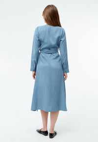 Givn Berlin Wickelkleid GBVIRGINIA aus TENCEL™ mit Peach-Effekt Dress Cloudy Blue (Tencel)