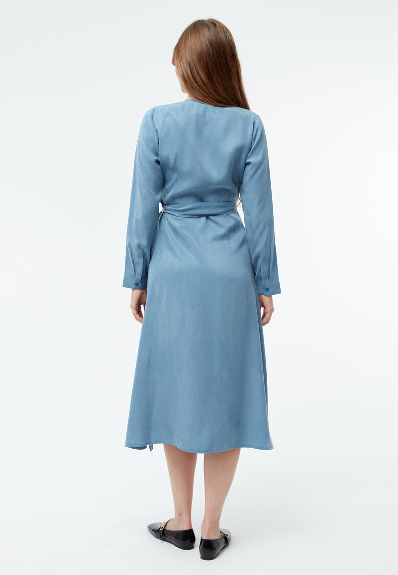 Wrap dress GBVIRGINIA made of TENCEL™ with peach effect - Cloudy Blue  (Tencel) | Damen
