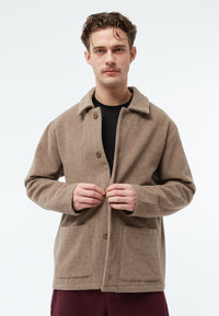 Givn Berlin Wolljacke GBVINCENT aus recyceltem Wollgemisch Jacket Dark Beige