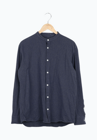 Second hand flannel shirt WES made from organic cotton - Midnight Blue - N/A - XL