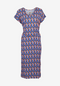 Second Hand Kleid GBPHILINE relaxed Fit aus LENZING™ ECOVERO™ mit Gürtel - Blue / Orange (Drops) - S