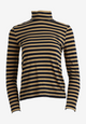 Second Hand Rollkragen-Longsleeve VIDA aus TENCEL™ Lyocell - Blue / Camel (Stripes) - L