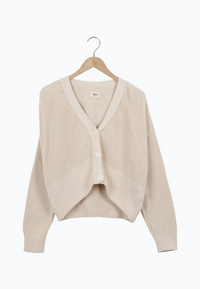 Second hand cardigan ESTELLE made from organic cotton - Light Beige - M