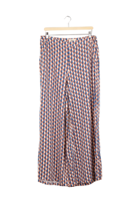 Second Hand Marlenehose MARLEEN aus LENZING™ ECOVERO™ - Terracotta / Blue (Geometric) - XL