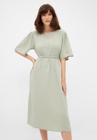 Second hand muslin dress ALVA made from organic cotton - Sage - S