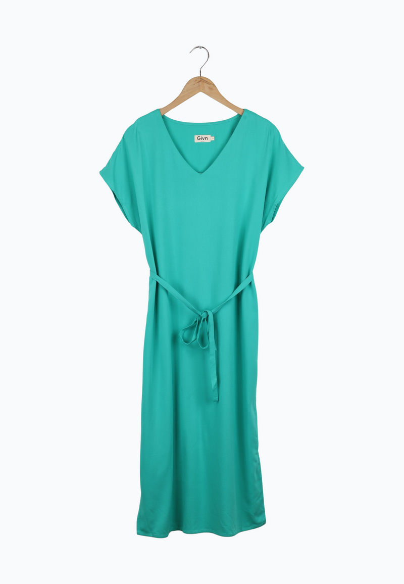 Second Hand Kleid GBPHILINE relaxed Fit aus LENZING™ ECOVERO™ mit Gürtel - Amalfi Green - L