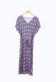 Second hand dress GBPHILINE relaxed fit from LENZING™ ECOVERO™ with belt - Blue / Orange (Drops) - XL