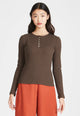 Second hand henley longsleeve THEA made from organic cotton - Oak Brown - N/A - M