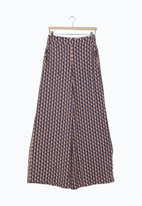 Second Hand Marlenehose MARLEEN aus LENZING™ ECOVERO™ - Terracotta / Blue (Geometric) - S