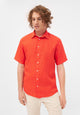 Second hand linen short sleeve shirt DYLAN - Sunset Orange (Linen) - S
