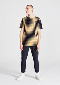 T-shirt NEW FOUNDLAND in TENCEL™ Lyocell - Blue / Camel (Stripes)