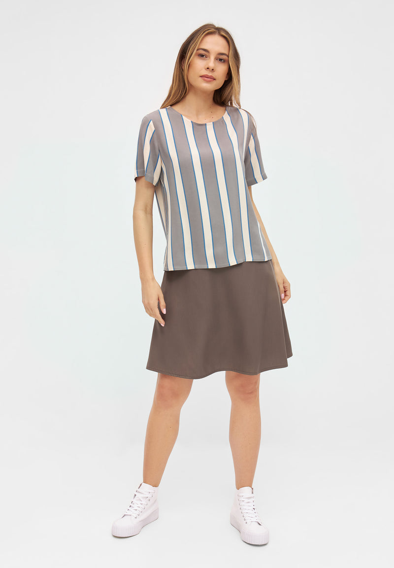 Givn Berlin Bluse INES aus LENZING™ ECOVERO™ Blouse Off White / Grey (Stripes)
