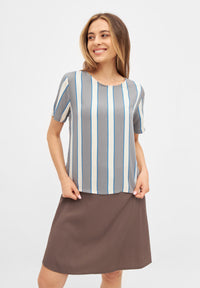 Givn Berlin Bluse INES aus LENZING™ ECOVERO™ Blouse Off White / Grey (Stripes)