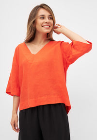 Givn Berlin Blusenshirt HARPER aus Leinen Blouse Sunset Orange (Linen)