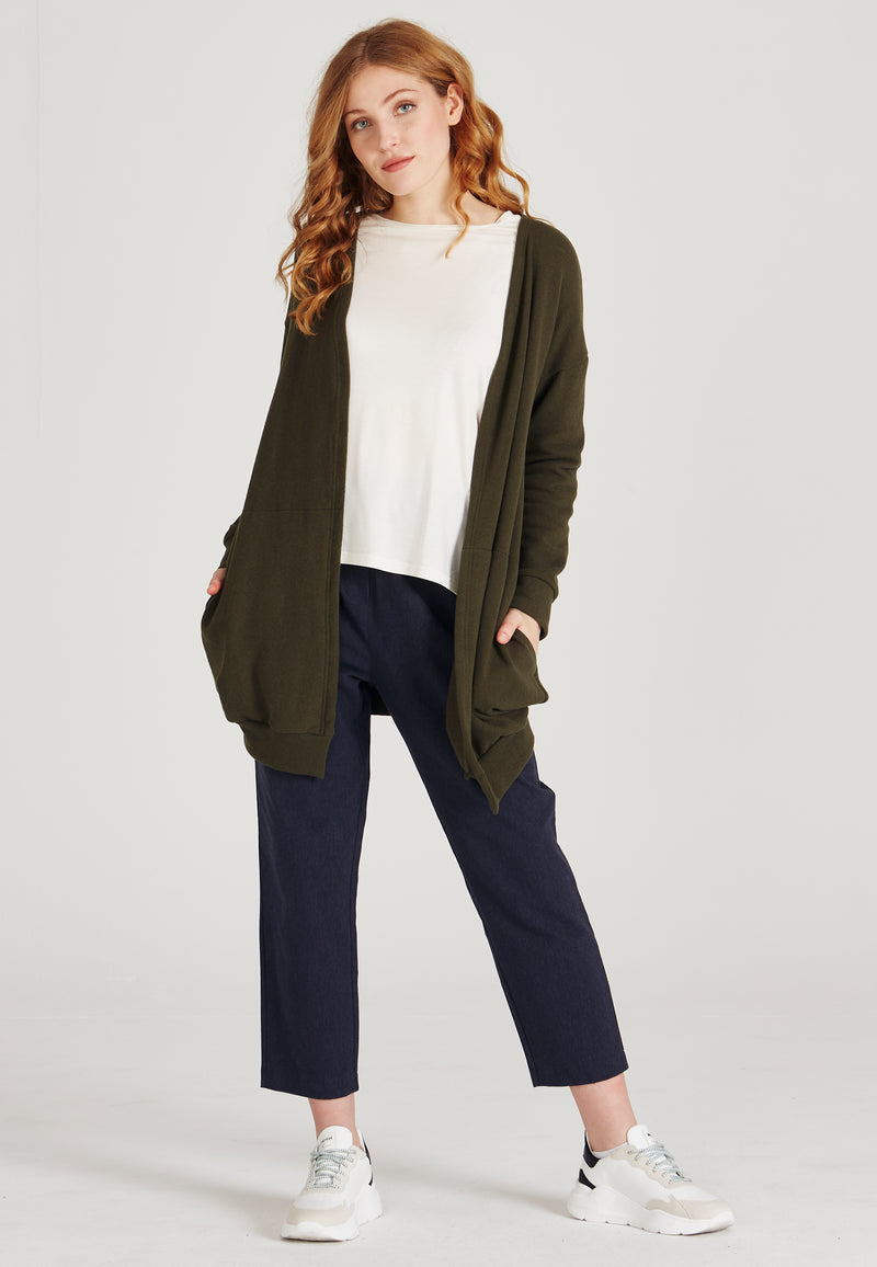 Givn Berlin Cardigan CARA aus recycelter Baumwolle Cardigan Dark Olive