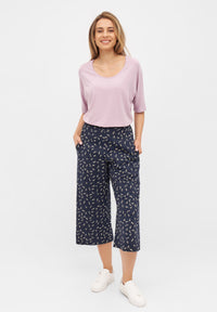 Givn Berlin Culotte ANNA aus Bio-Baumwolle Trousers Midnight Blue (Blooms)