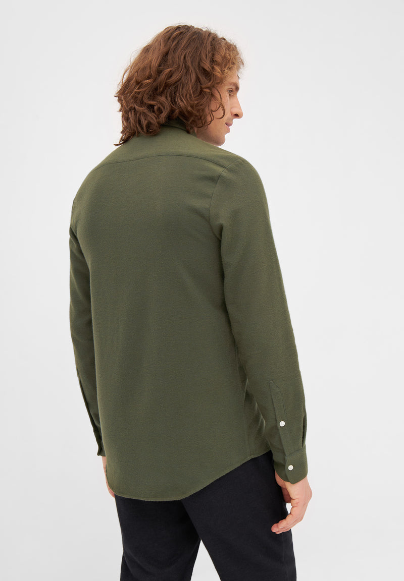 Givn Berlin Flanellhemd KENT aus Bio-Baumwolle Buttoned Shirt Moss Green