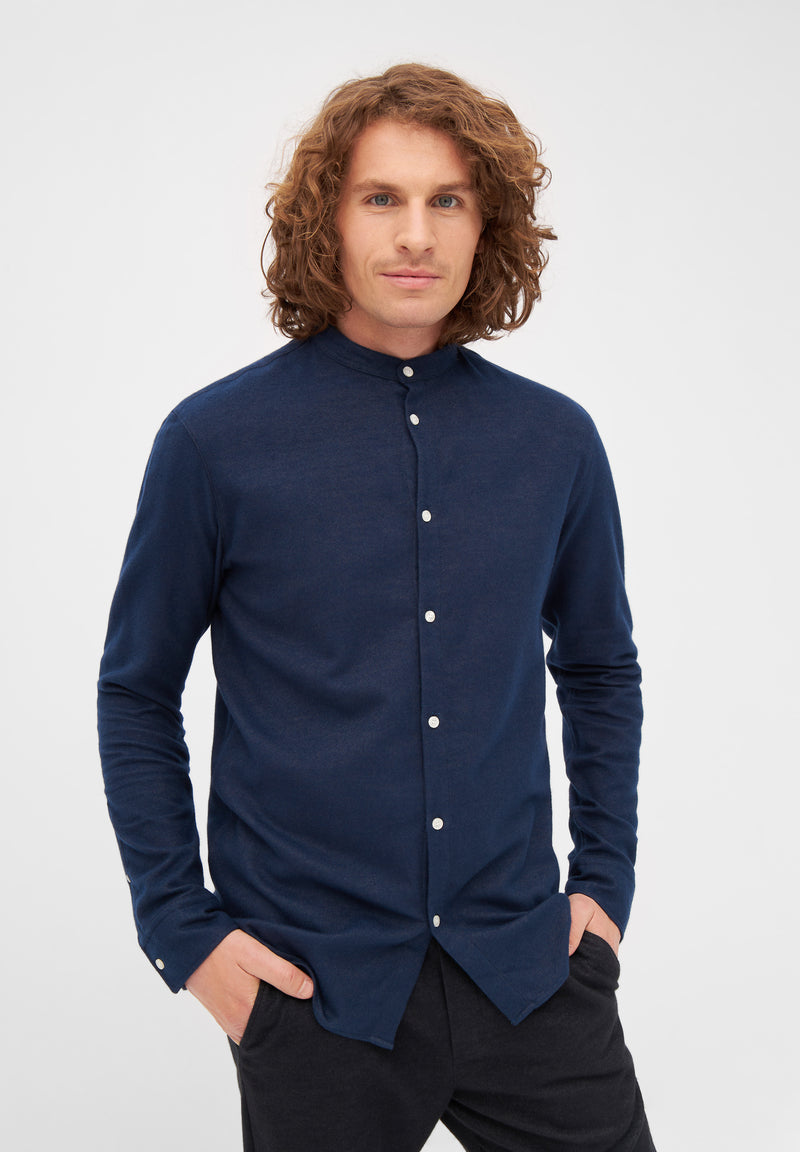 Givn Berlin Flanellhemd WES aus Bio-Baumwolle Buttoned Shirt Navy Blue