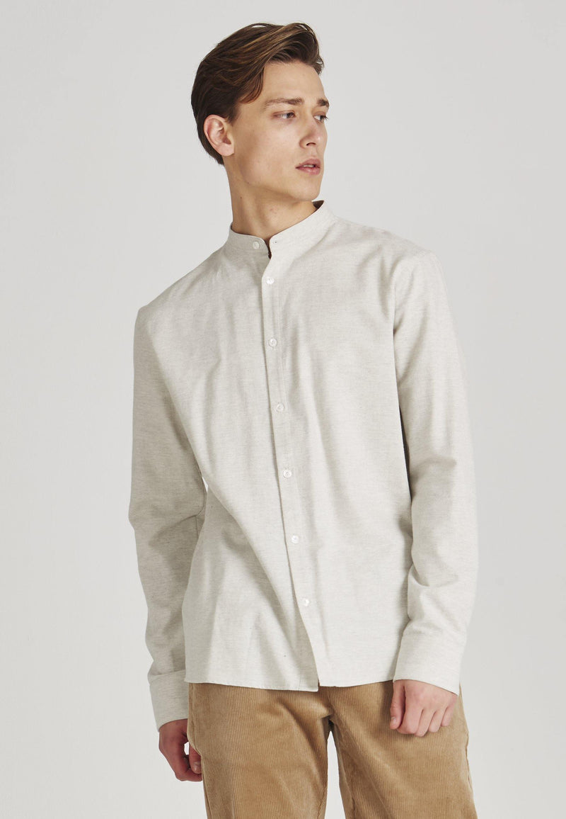 Organic Cotton Flannel Shirt WES - Light Grey Melange