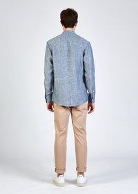 Givn Berlin Stehkragen-Hemd WES aus Leinen Buttoned Shirt Light Blue (Linen)