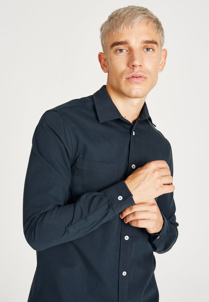 Givn Berlin Hemd OLIVER aus Bio-Baumwolle Buttoned Shirt Dark Blue