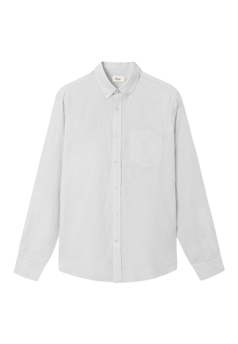 Givn Berlin Hemd RAMIN aus Bio-Baumwolle Buttoned Shirt Light Grey / White (Stripes)