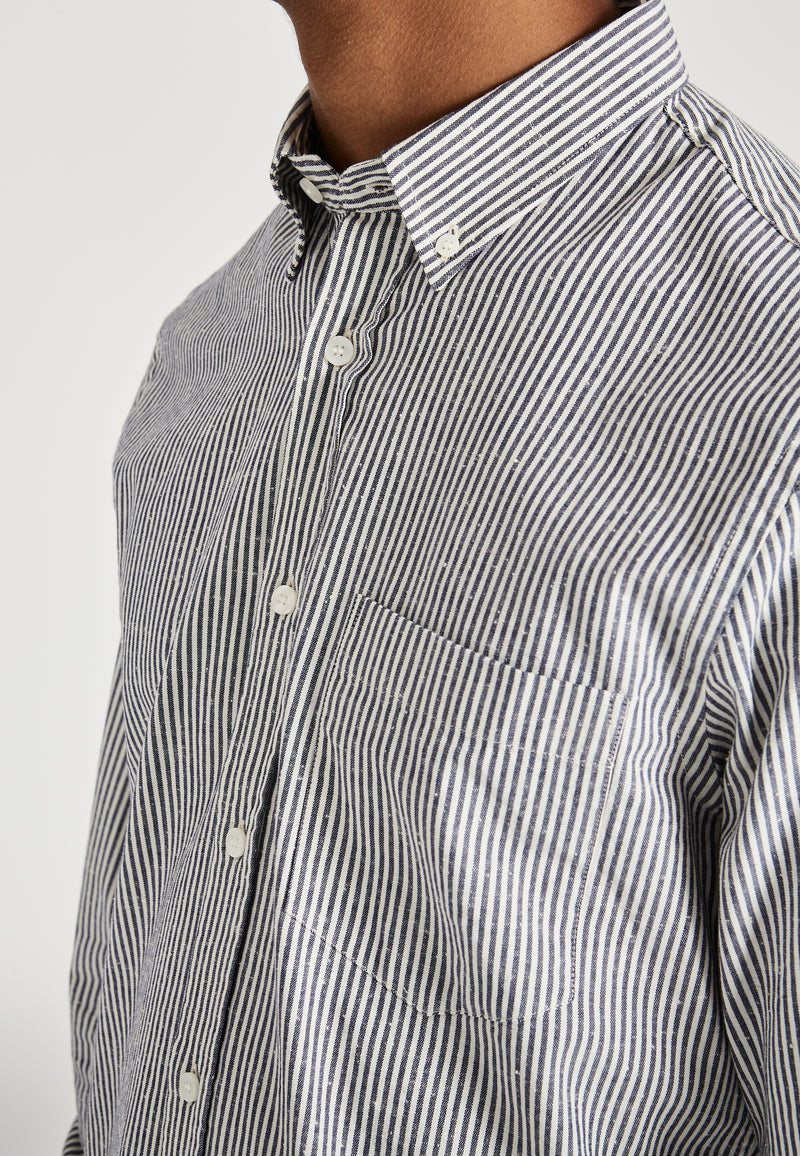 Givn Berlin Hemd RAMIN aus Bio-Baumwolle  Buttoned Shirt Midnight Blue / White (Stripes)