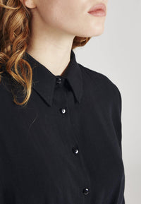 Shirt blouse dress STELLA in TENCEL™ Lyocell - Black (Tencel)