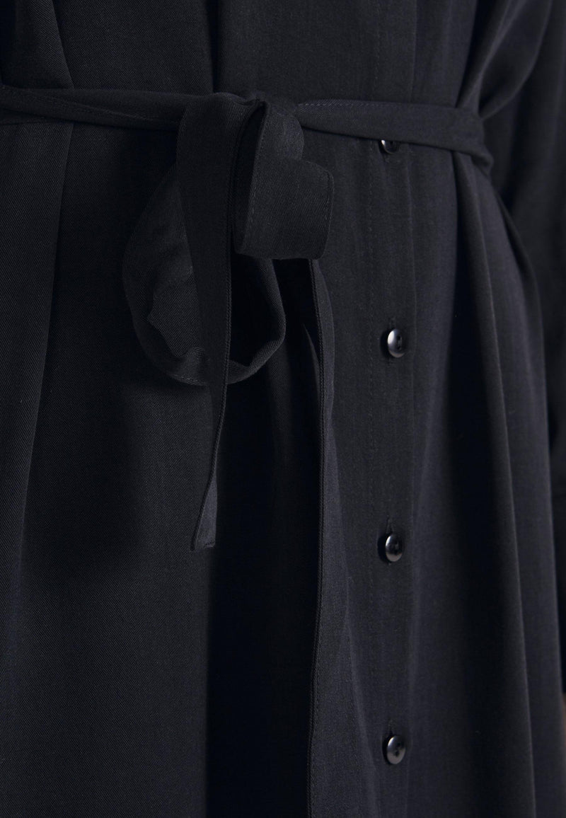 Shirt blouse dress STELLA in TENCEL™ Lyocell - Black (Tencel)