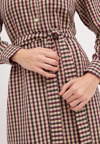 Givn Berlin Hemdblusenkleid GRETA aus Bio-Baumwolle Dress Dark Purple / Dark Grey / Beige (Checked)