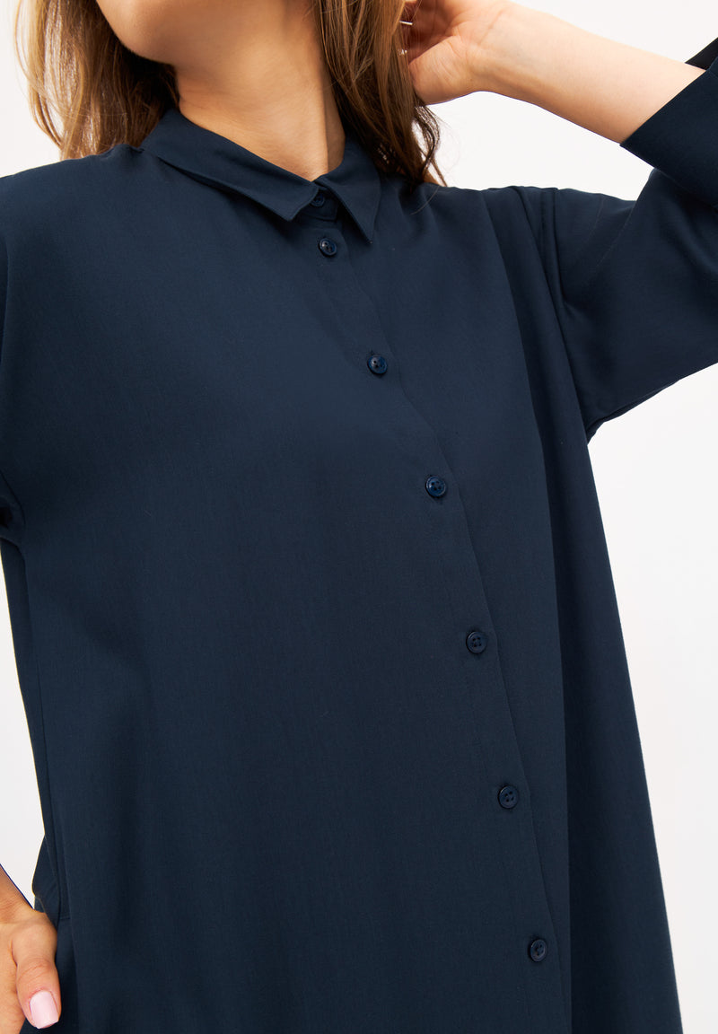Givn Berlin Hemdblusenkleid MAGGIE aus TENCEL™ REFIBRA™ Lyocell Dress Midnight Blue (Refibra)