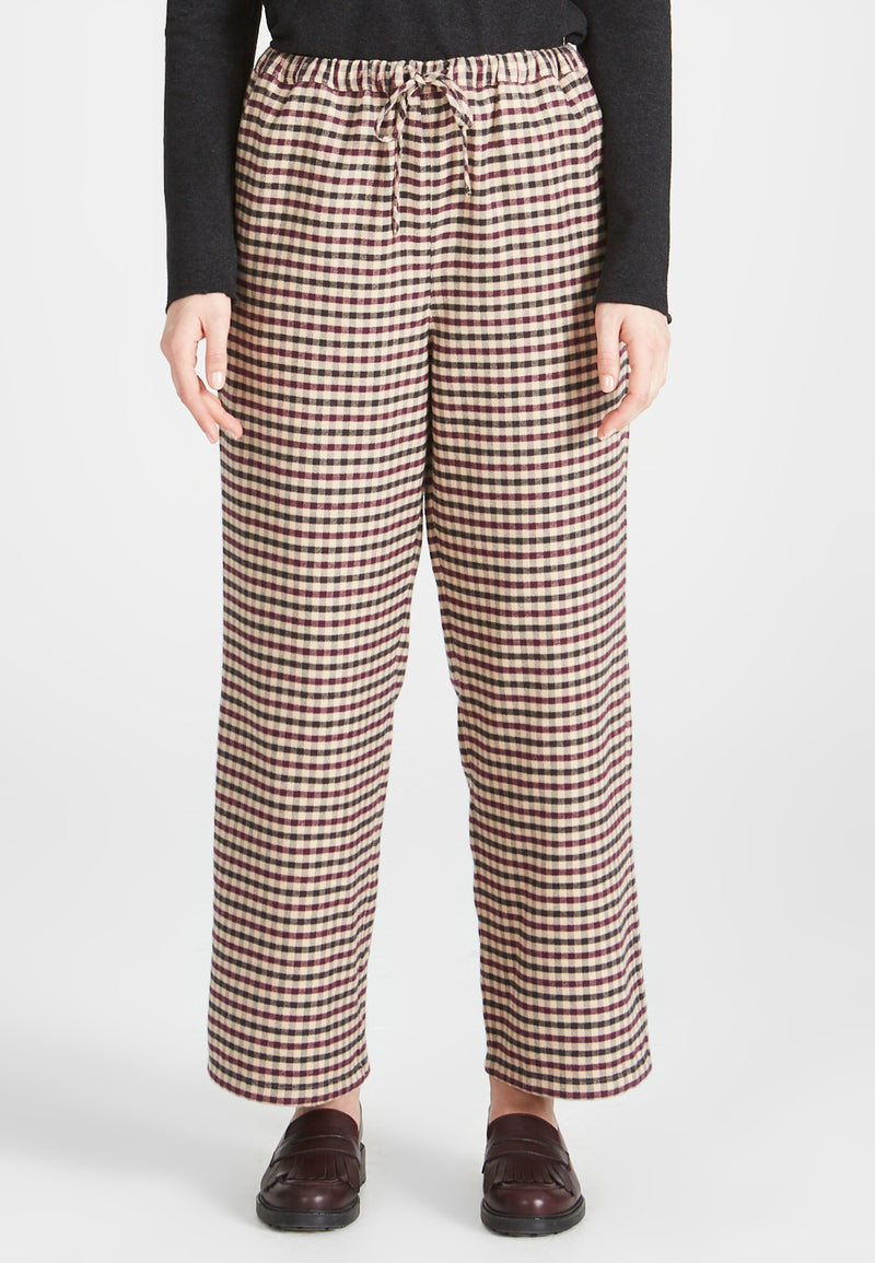 Givn Berlin Hose AMANDA aus Bio-Baumwolle Trousers Dark Purple / Dark Grey / Beige (Checked)