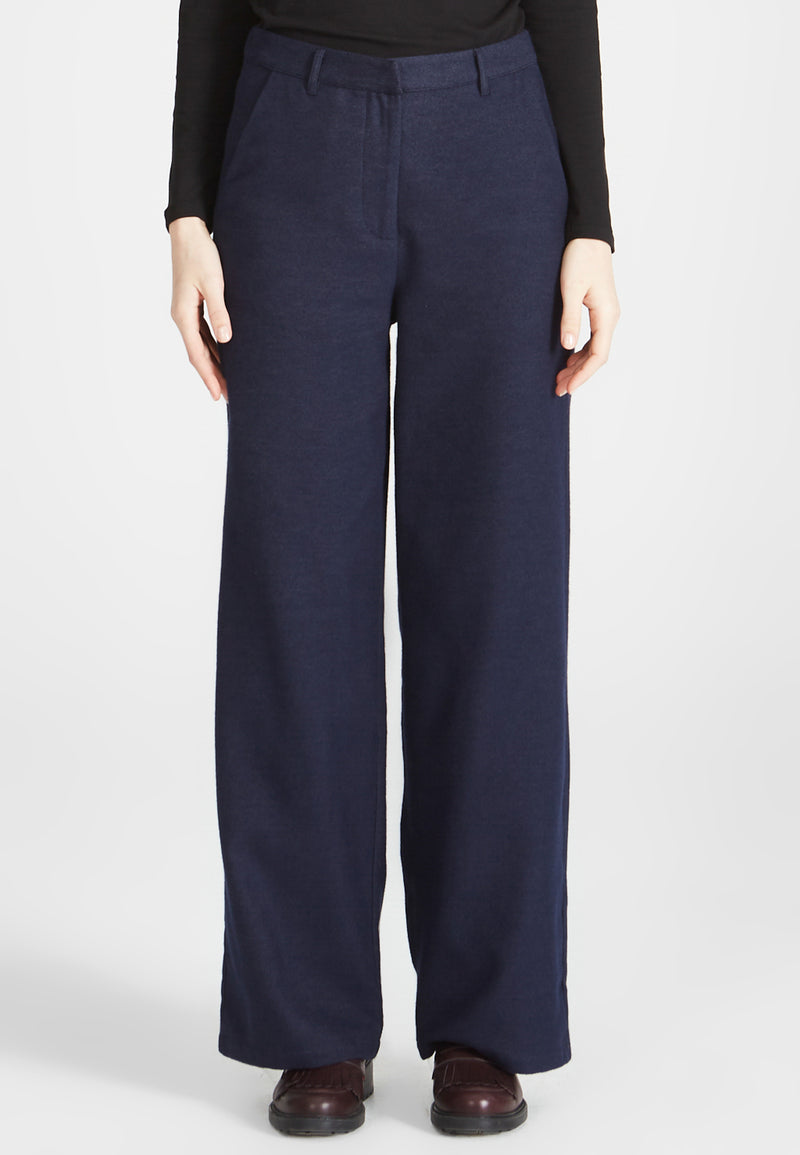 Navy Blue Organic Cotton Pants, Navy Trousers, High Waisted Pants