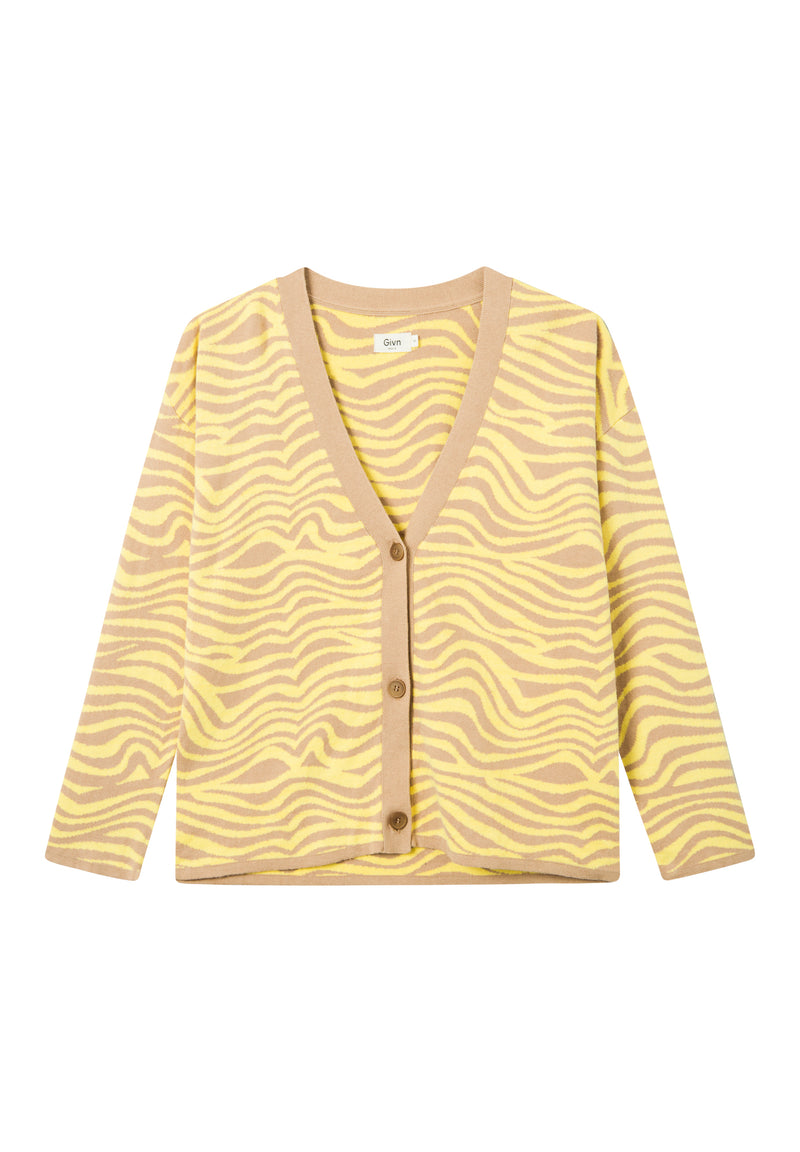 Givn Berlin Jacquard Cardigan ALEXIS aus Bio-Baumwolle Cardigan Brown / Yellow (Waves)