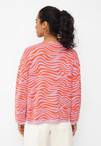 Givn Berlin Jacquard Strickpullover PALOMA aus Bio-Baumwolle Sweater Lavender / Orange (Waves)