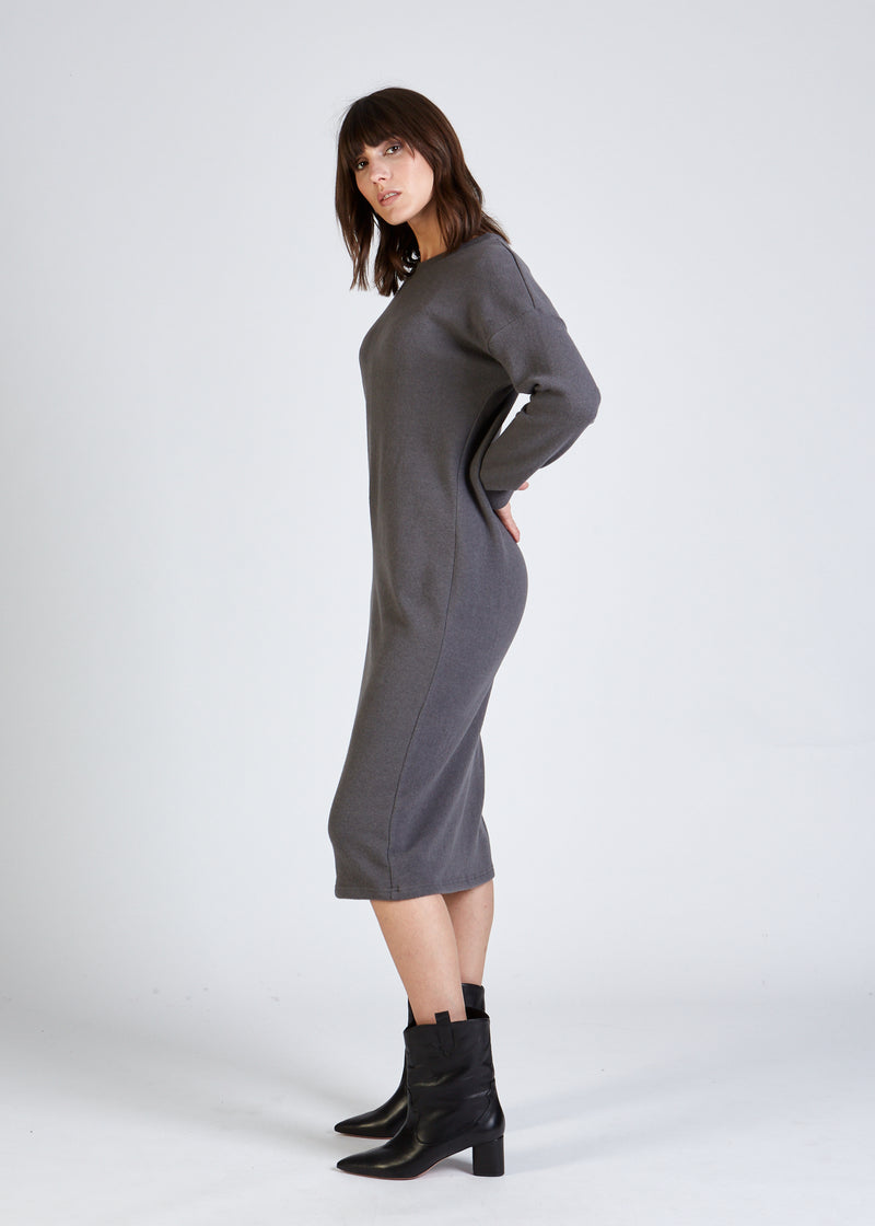 Kleid SANDRA aus recycelter Baumwolle - Grey