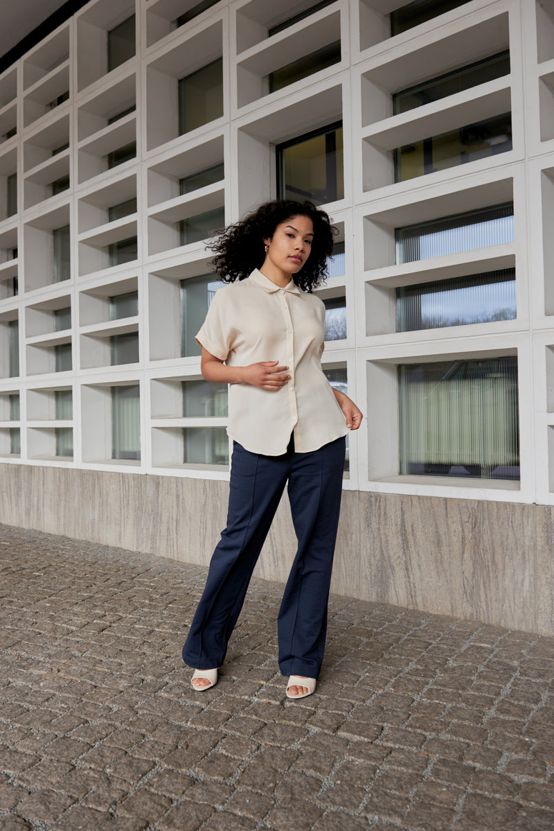 Givn Berlin Kurzarmbluse SARAH aus TENCEL™ Lyocell Blouse Off White (Tencel)