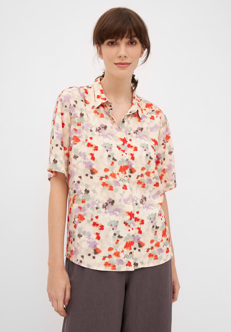 Givn Berlin Kurzarmbluse STINE aus LENZING™ ECOVERO™ Blouse Lavender / Sage (Flowers)