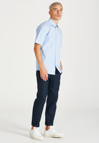 Givn Berlin Kurzarmhemd DYLAN aus Bio-Baumwolle Buttoned Shirt Light Blue/White (Thin Stripes)