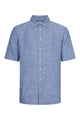 Givn Berlin Kurzarmhemd DYLAN aus Leinen Buttoned Shirt Blue (Structure, Linen)