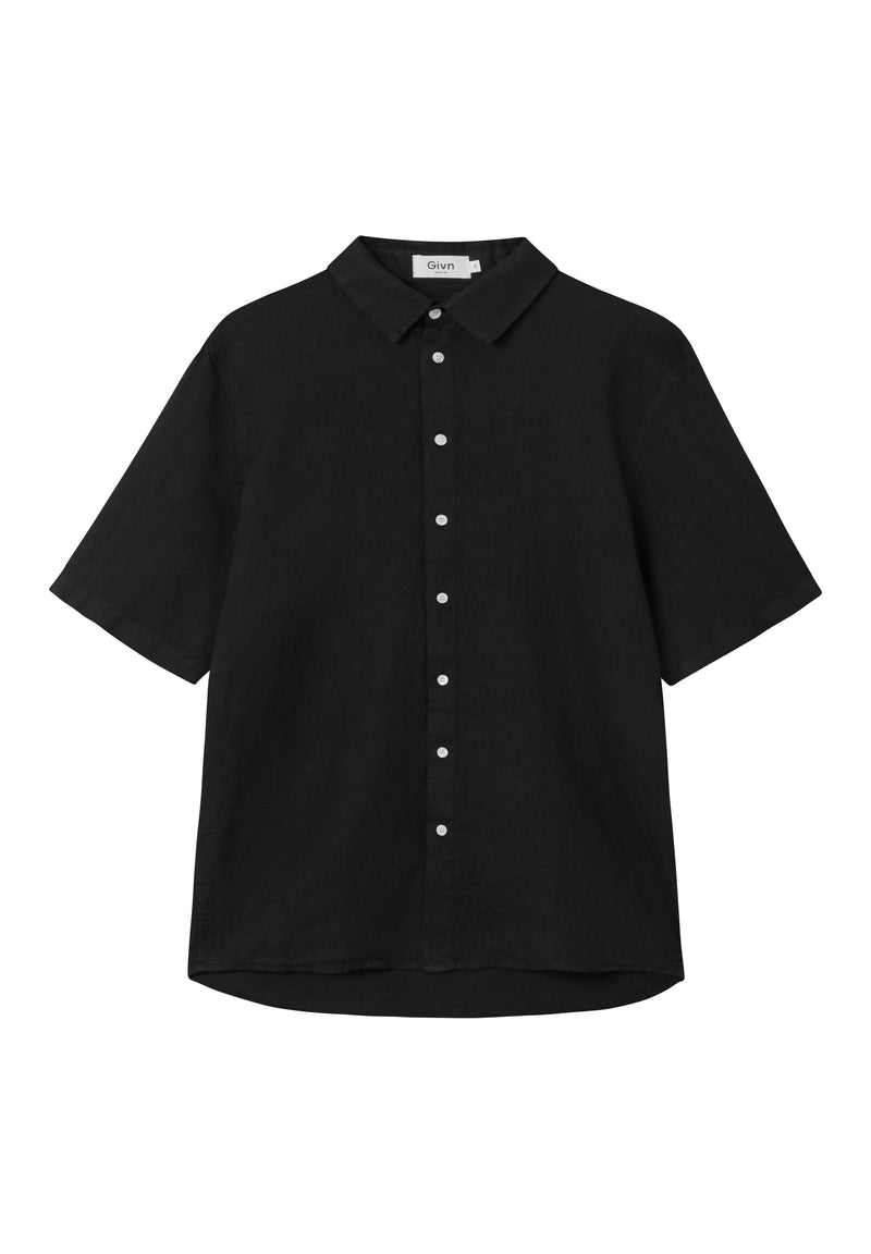 Givn Berlin Kurzarmhemd DYLAN aus Leinen Buttoned Shirt Black (Linen)