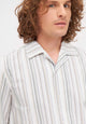 Givn Berlin Kurzarmhemd LUCA aus Bio-Baumwolle Buttoned Shirt Olive Green / Beige (Stripes)