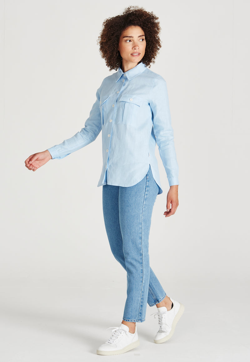Givn Berlin Leinenhemd NORA aus Leinen Blouse Pale Blue (Linen)
