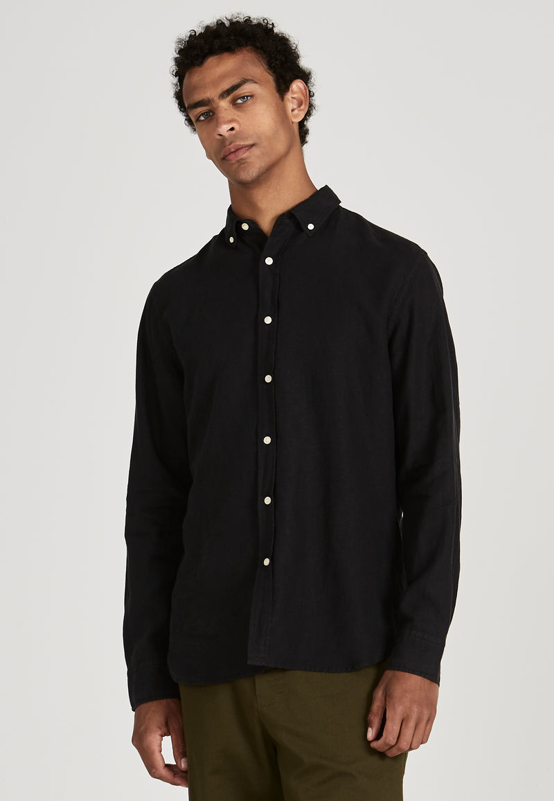Givn Berlin Leinenhemd YVES aus Leinen  Buttoned Shirt Black (Linen)