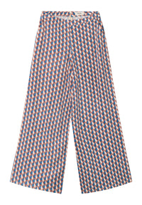 Givn Berlin Marlenehose MARLEEN aus LENZING™ ECOVERO™ Trousers Terracotta / Blue (Geometric)