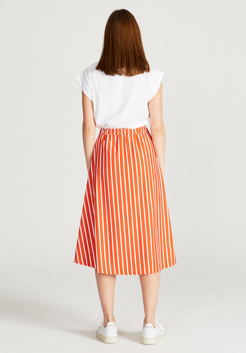 Givn Berlin Midirock VANA aus Bio-Baumwolle Skirt Orange / White (Stripes)